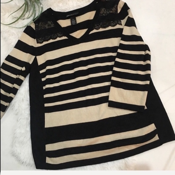 Lane Bryant Sweaters - Lane Bryant Black and Cream Striped Sweater